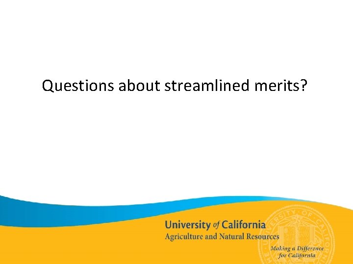 Questions about streamlined merits? 