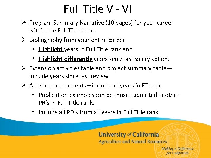 Full Title V - VI Ø Program Summary Narrative (10 pages) for your career