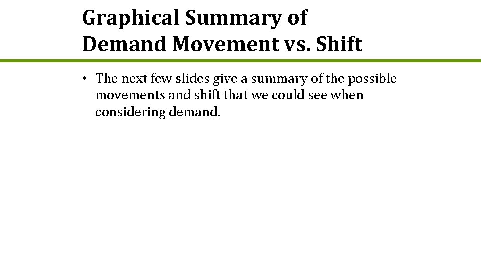 Graphical Summary of Demand Movement vs. Shift • The next few slides give a