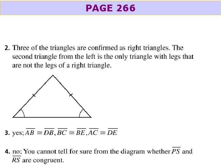 PAGE 266 SSS and SAS 4 -4 Triangle Congruence: Holt Geometry 