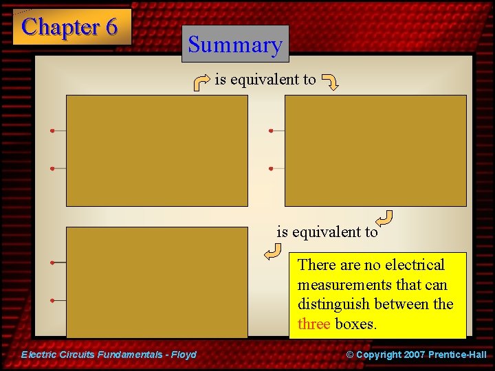 Chapter 6 Summary is equivalent to There are no electrical measurements that can distinguish