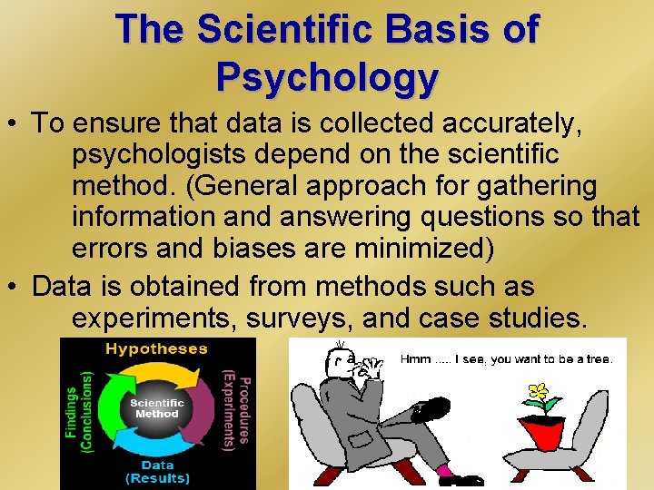 The Scientific Basis of Psychology • To ensure that data is collected accurately, psychologists