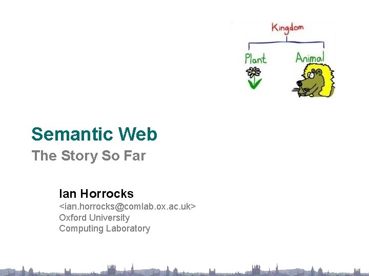 Semantic Web The Story So Far Ian Horrocks <ian. horrocks@comlab. ox. ac. uk> Oxford