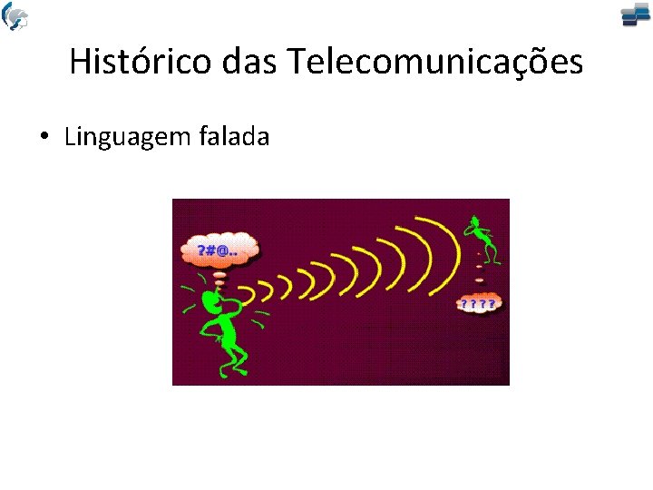 Histórico das Telecomunicações • Linguagem falada 