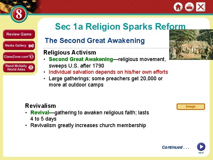 Sec 1 a Religion Sparks Reform The Second Great Awakening Religious Activism • Second
