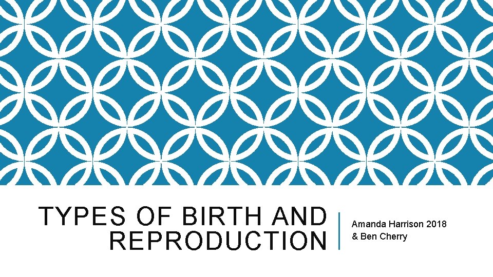 TYPES OF BIRTH AND REPRODUCTION Amanda Harrison 2018 & Ben Cherry 