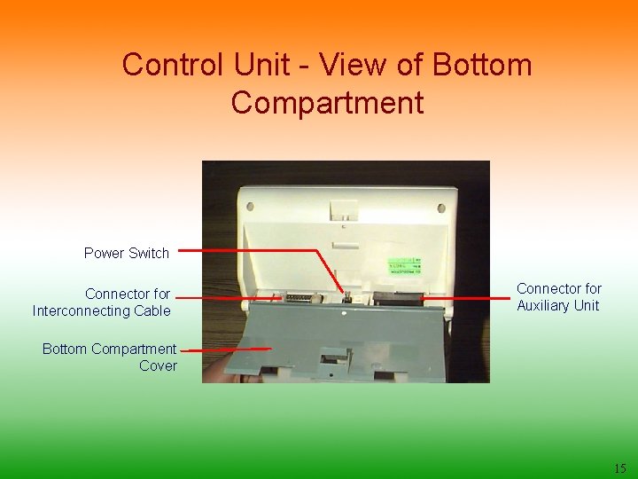 Control Unit - View of Bottom Compartment Power Switch Connector for Interconnecting Cable Connector