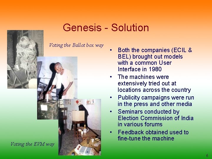 Genesis - Solution Voting the Ballot box way Voting the EVM way • Both