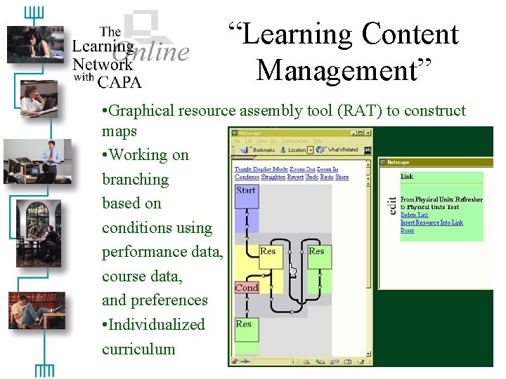 “Learning Content Management” • Graphical resource assembly tool (RAT) to construct maps • Working