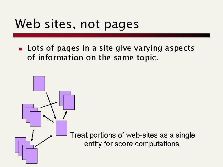 Web sites, not pages n Lots of pages in a site give varying aspects