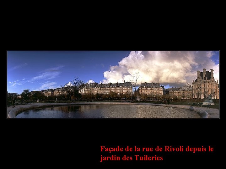 Façade de la rue de Rivoli depuis le jardin des Tuileries 