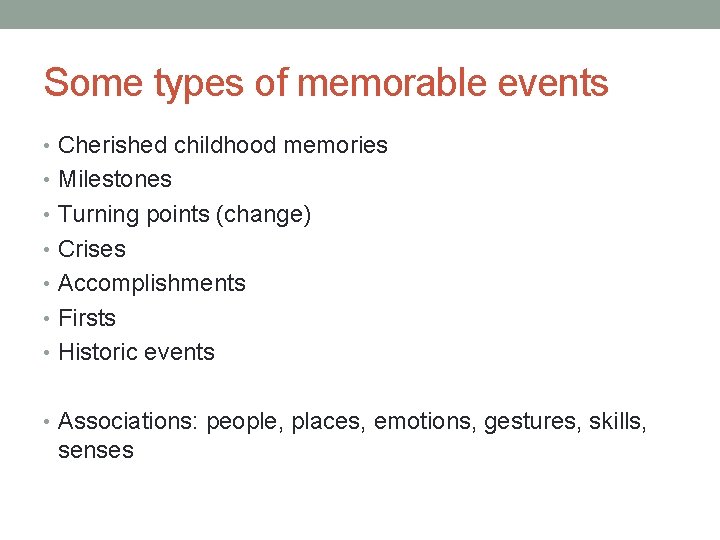 REMEMBERED EVENT Prof Cristal Heffelfinger INGL 3231 What