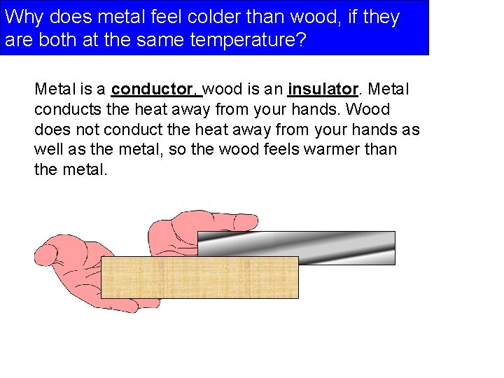 Why does metal feel colder than wood, if they are both at the same