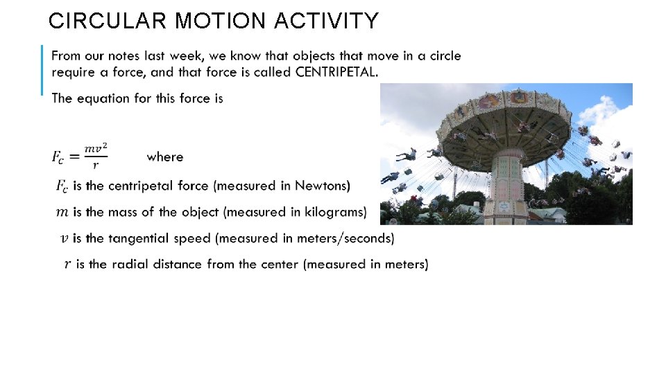 CIRCULAR MOTION ACTIVITY 