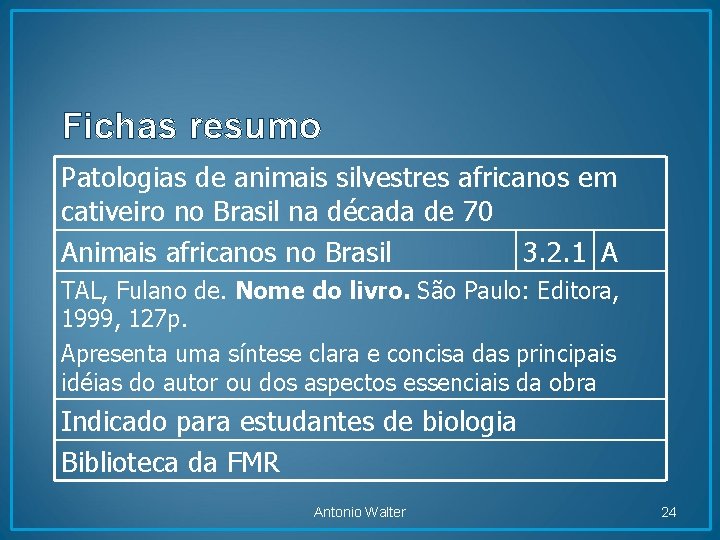 Fichas resumo Patologias de animais silvestres africanos em cativeiro no Brasil na década de