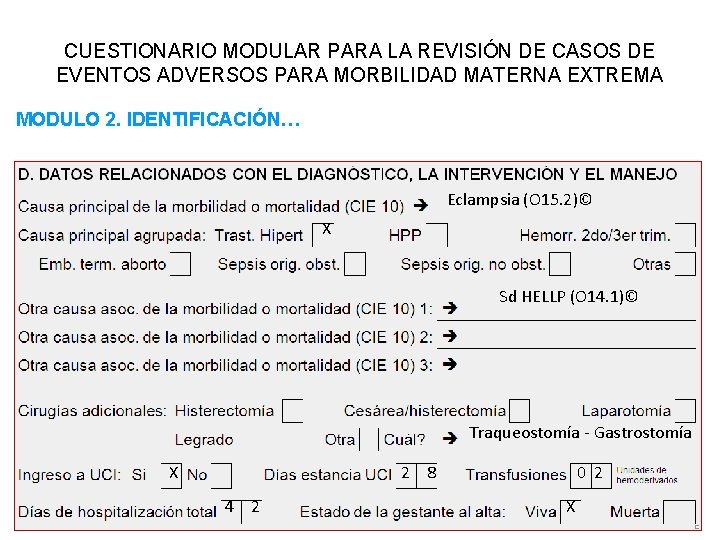 CUESTIONARIO MODULAR PARA LA REVISIÓN DE CASOS DE EVENTOS ADVERSOS PARA MORBILIDAD MATERNA EXTREMA