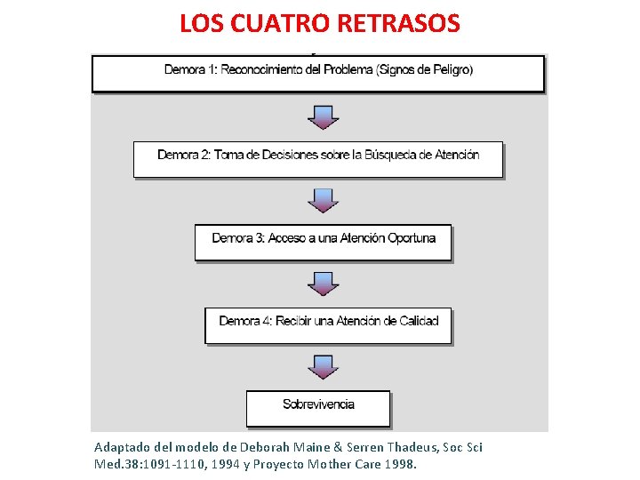 LOS CUATRO RETRASOS Adaptado del modelo de Deborah Maine & Serren Thadeus, Soc Sci