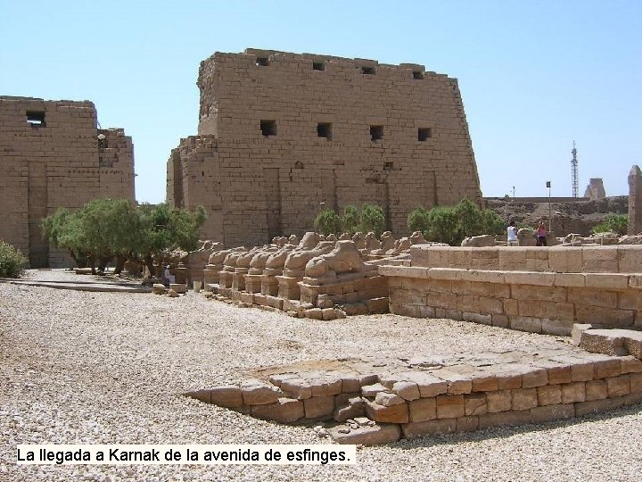 La llegada a Karnak de la avenida de esfinges. 