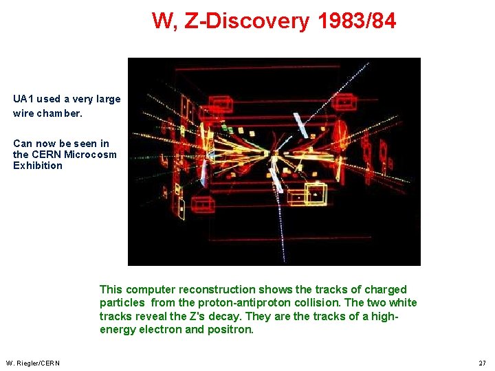 W, Z-Discovery 1983/84 UA 1 used a very large wire chamber. Can now be