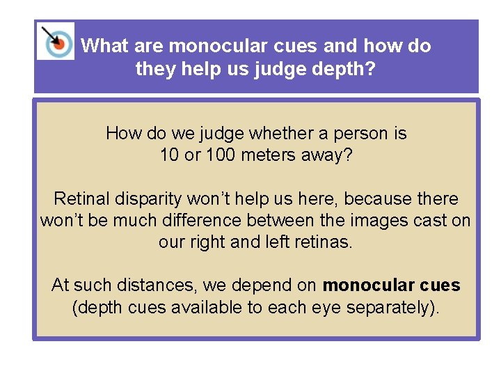 What are monocular cues and how do they help us judge depth? How do