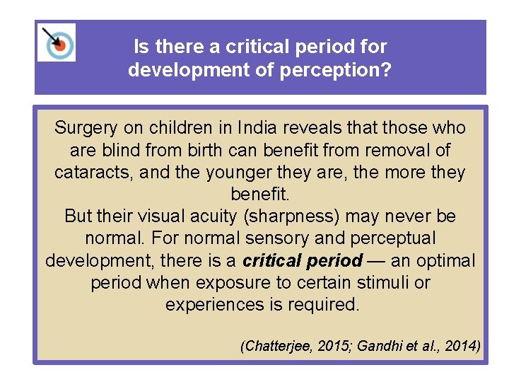 Is there a critical period for development of perception? Surgery on children in India