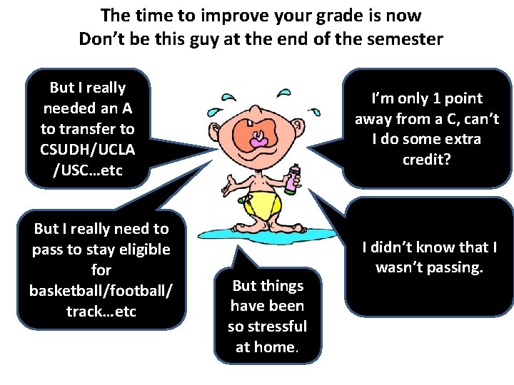The time to improve your grade is now Don’t be this guy at the The time to improve your grade is now Don’t be this guy at the