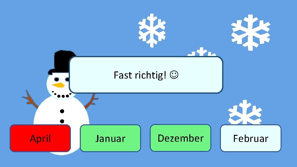 Fast richtig! Winter April Januar Dezember Februar 