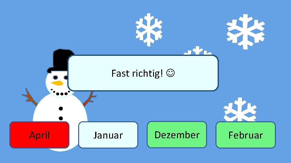 Fast richtig! Winter April Januar Dezember Februar 