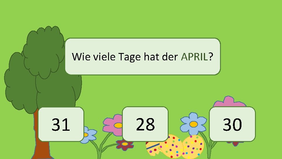 Wie viele Tage hat der APRIL? 31 28 30 