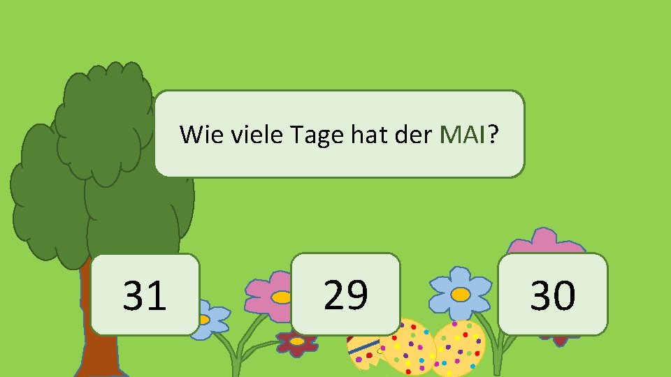 Wie viele Tage hat der MAI? 31 29 30 