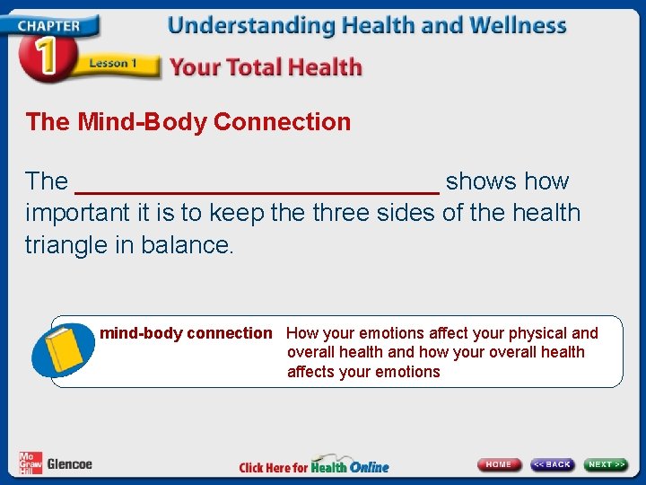 The Mind-Body Connection The _____________ shows how important it is to keep the three