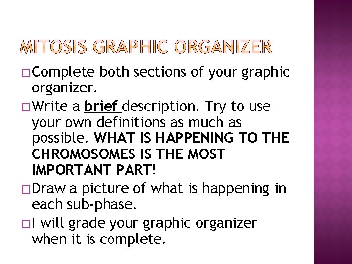 �Complete both sections of your graphic organizer. �Write a brief description. Try to use