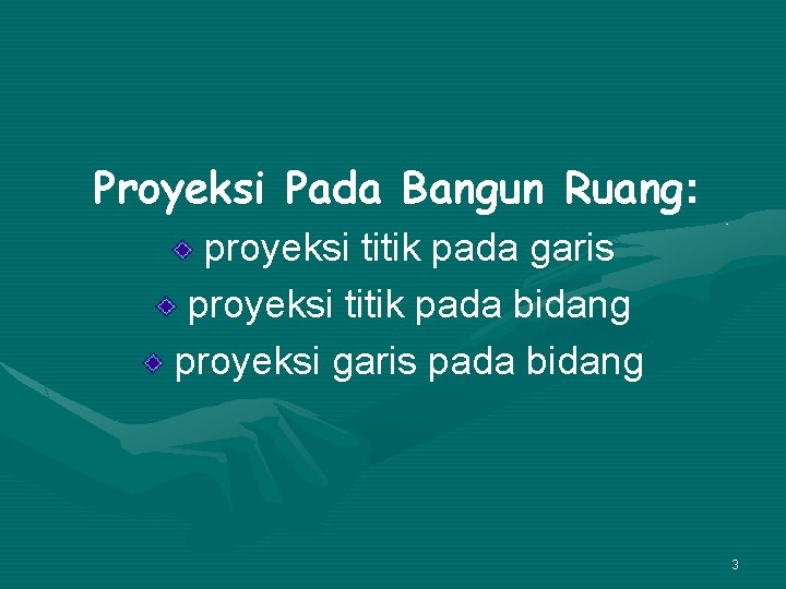 Proyeksi Pada Bangun Ruang: proyeksi titik pada garis proyeksi titik pada bidang proyeksi garis