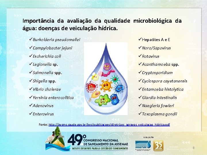 Importância da avaliação da qualidade microbiológica da água: doenças de veiculação hídrica. üBurkolderia pseudomallei