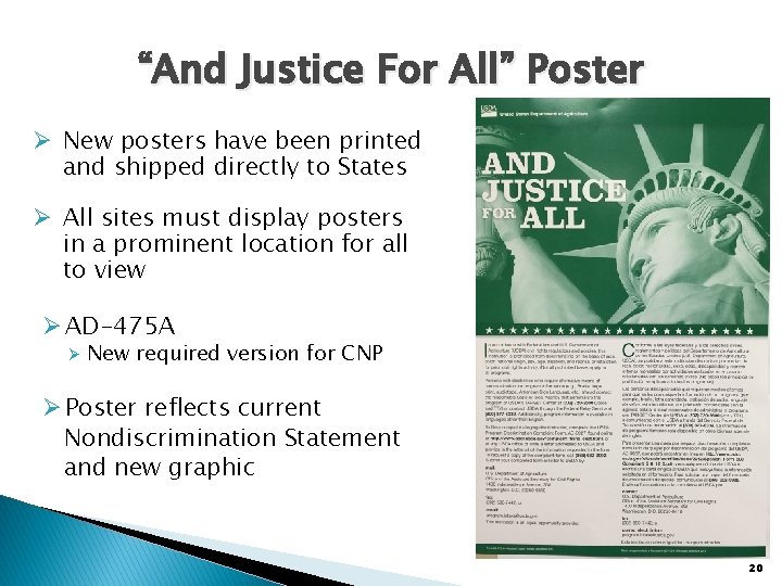 “And Justice For All” Poster Ø New posters have been printed and shipped directly