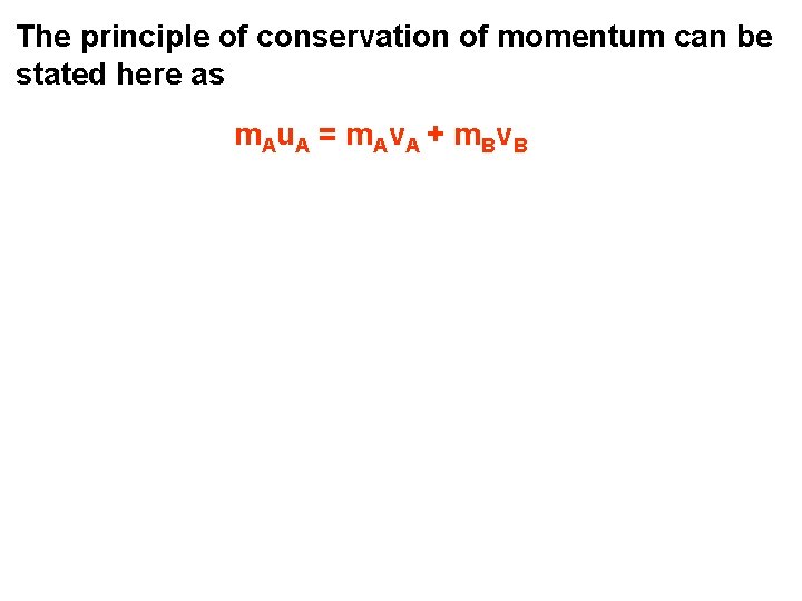 The principle of conservation of momentum can be stated here as m Au A