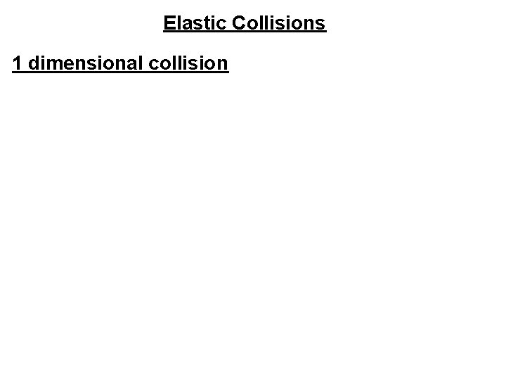 Elastic Collisions 1 dimensional collision 