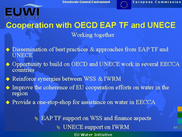 Directorate General Environment European Commission Cooperation with OECD EAP TF and UNECE Working together