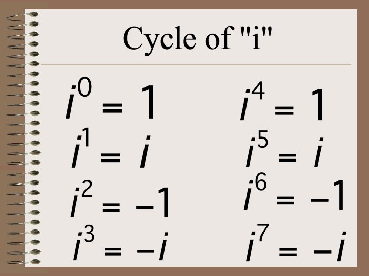 I For Math 5 4 Complex Numbers Vocabulary Imaginary Unit I