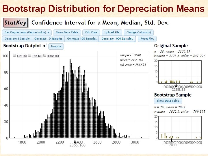 Bootstrap Distribution for Depreciation Means 