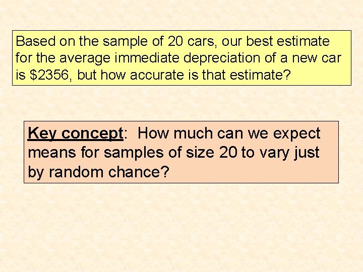 Based on the sample of 20 cars, our best estimate for the average immediate