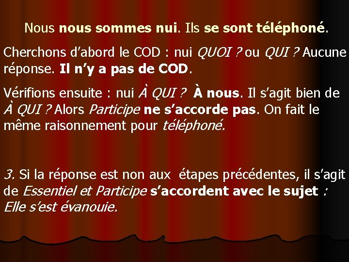 Nous nous sommes nui. Ils se sont téléphoné. Cherchons d’abord le COD : nui