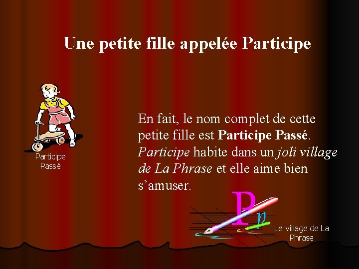 Une petite fille appelée Participe Passé En fait, le nom complet de cette petite