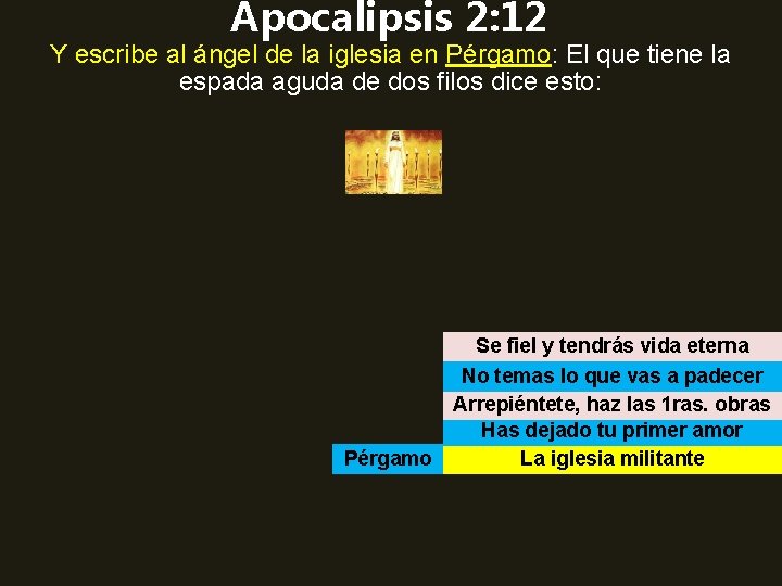 Apocalipsis 2: 12 Y escribe al ángel de la iglesia en Pérgamo: El que