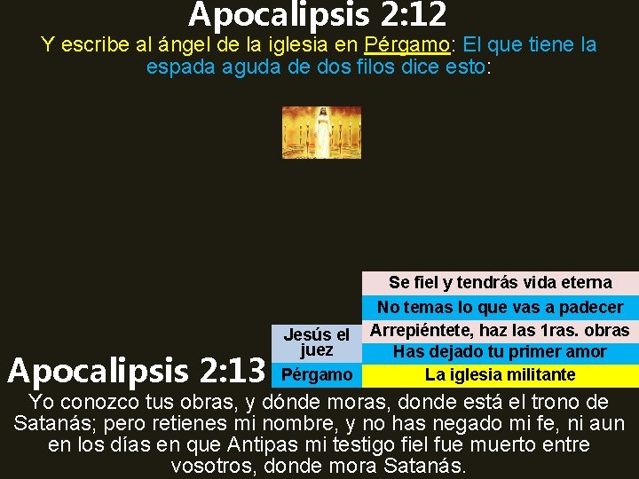 Apocalipsis 2: 12 Y escribe al ángel de la iglesia en Pérgamo: El que