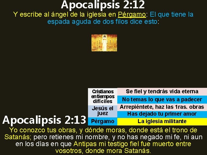 Apocalipsis 2: 12 Y escribe al ángel de la iglesia en Pérgamo: El que
