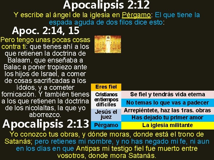 Apocalipsis 2: 12 Y escribe al ángel de la iglesia en Pérgamo: El que