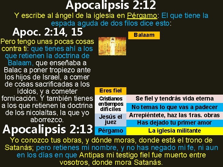 Apocalipsis 2: 12 Y escribe al ángel de la iglesia en Pérgamo: El que