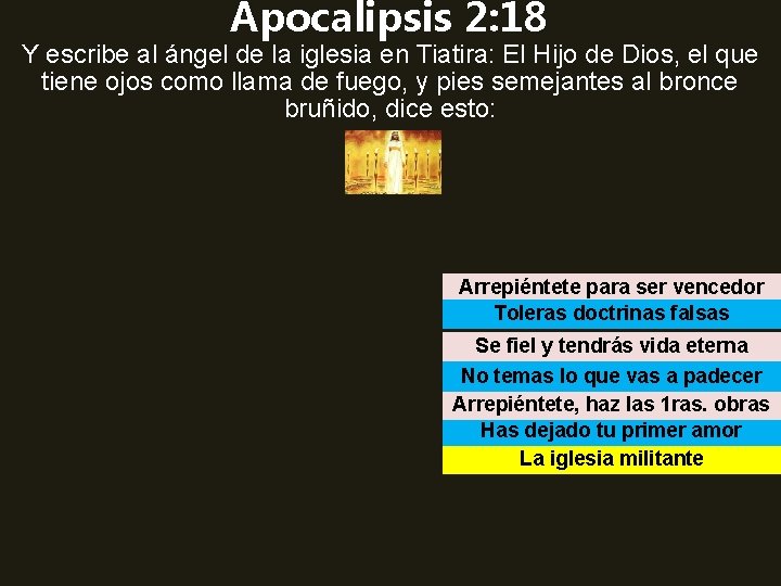 Apocalipsis 2: 18 Y escribe al ángel de la iglesia en Tiatira: El Hijo