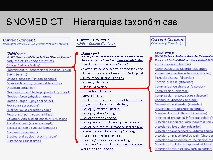 SNOMED CT : Hierarquias taxonômicas 